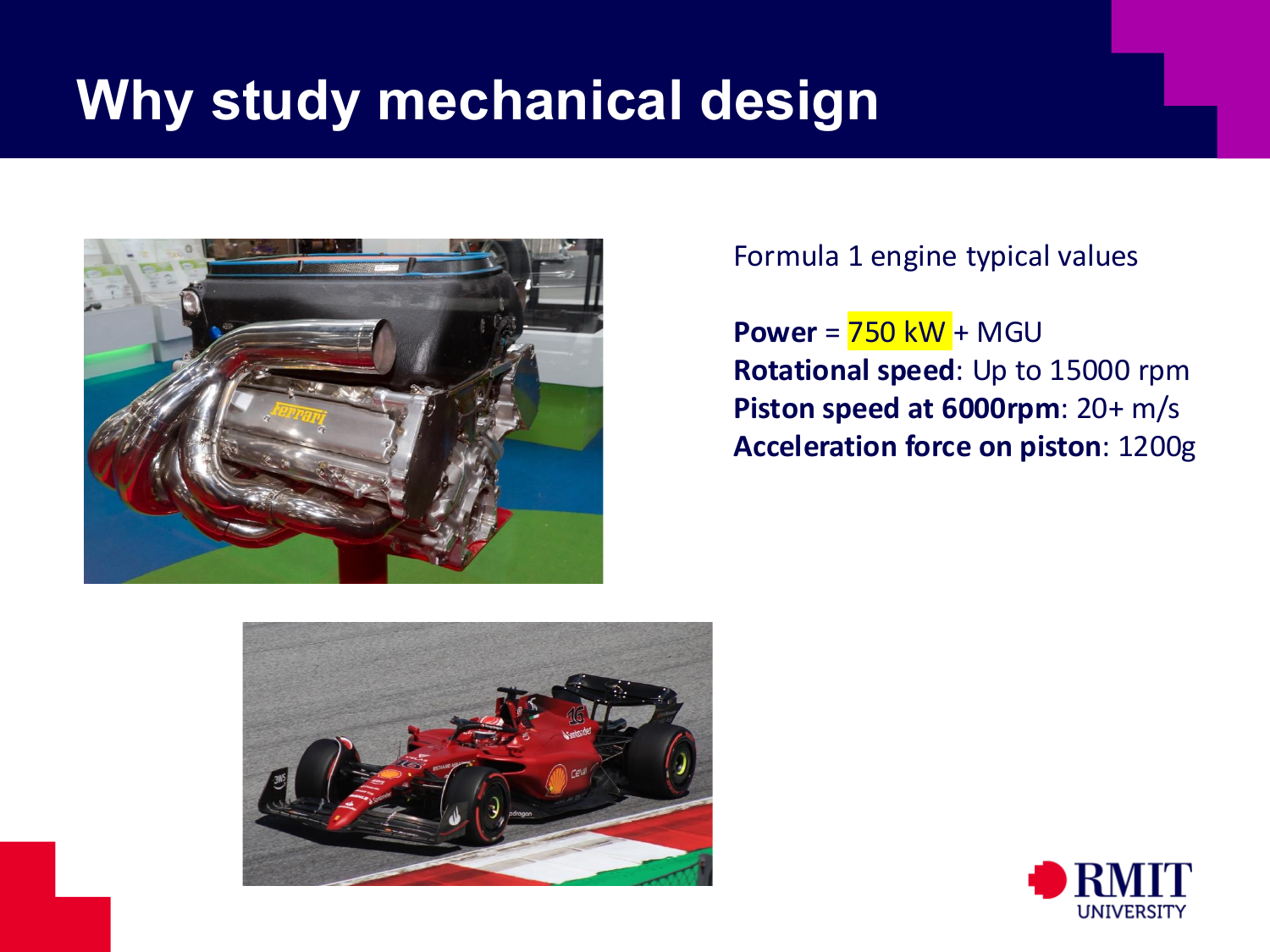 Why study mechanical design with Formula 1 engine