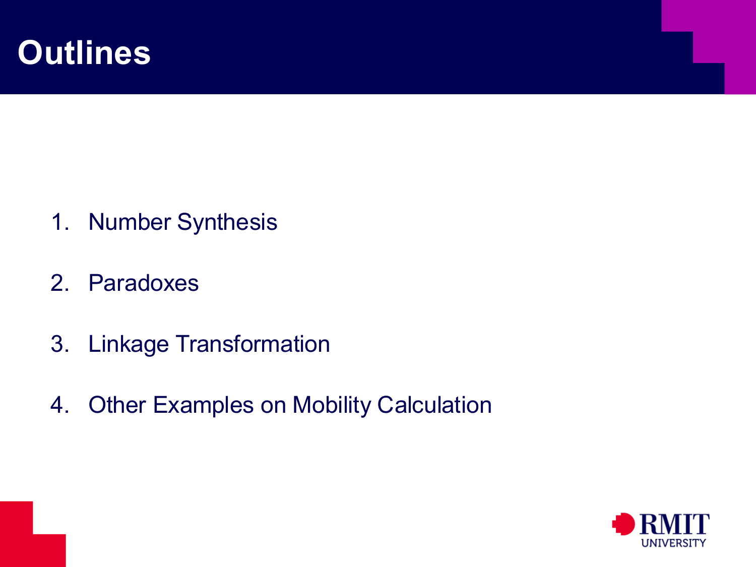 Outline for analysis of mechanisms part 2