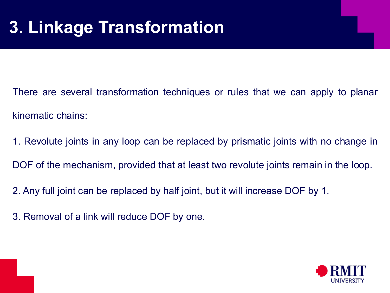 Linkage transformation rules one to three slide