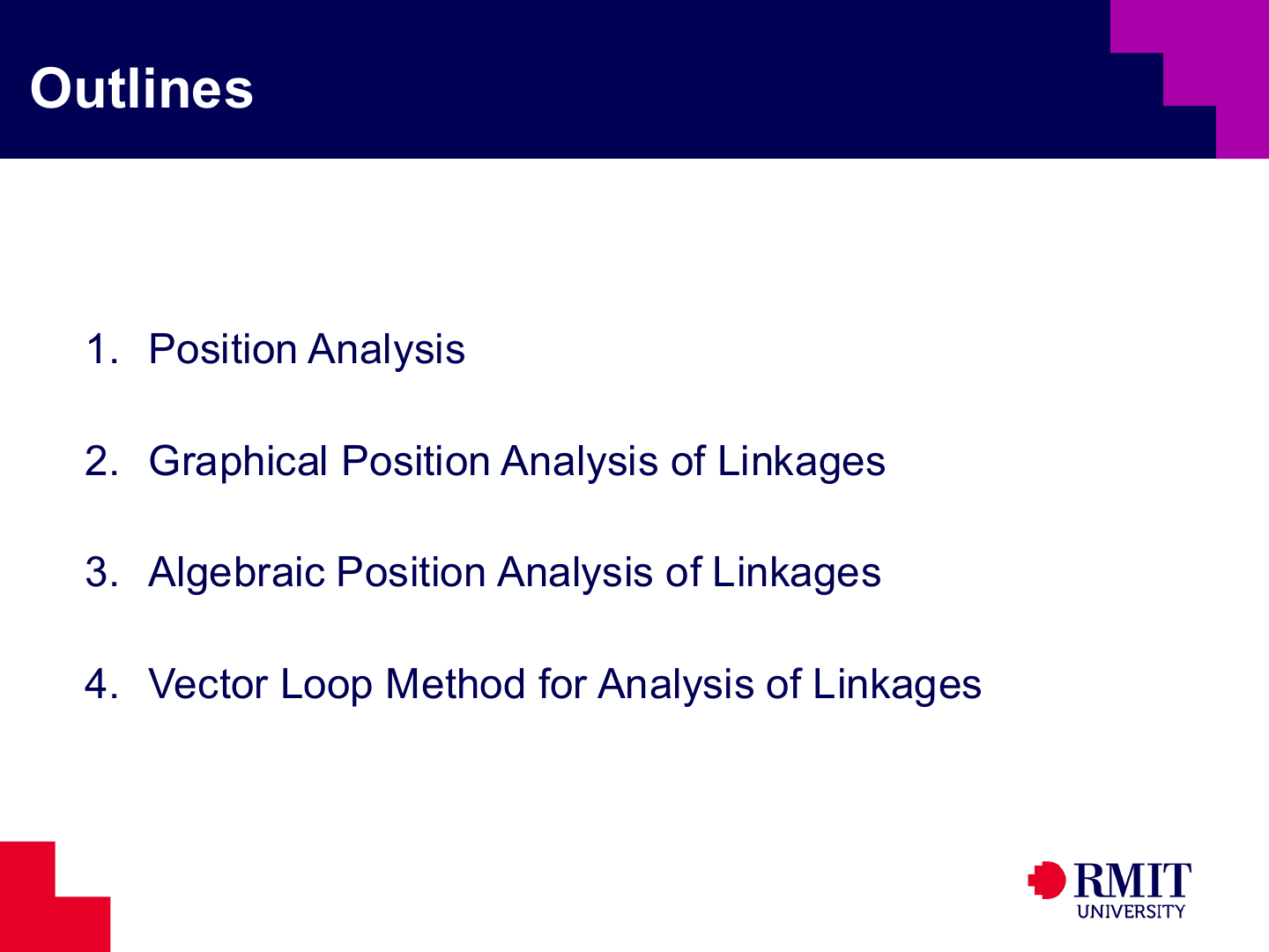 Kinematic analysis of mechanism part 1 outline slide
