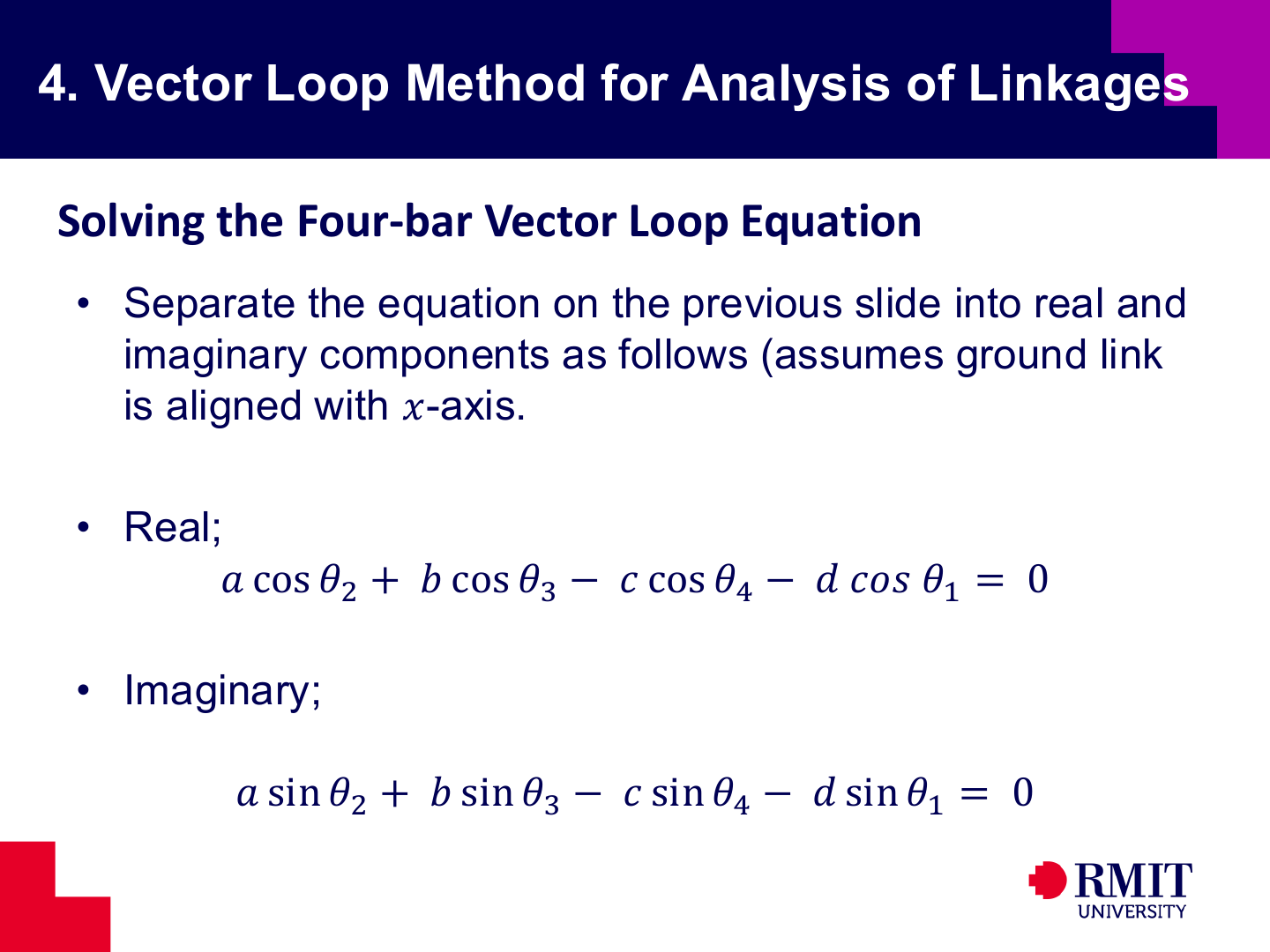 Separated real and imaginary vector-loop equations slide