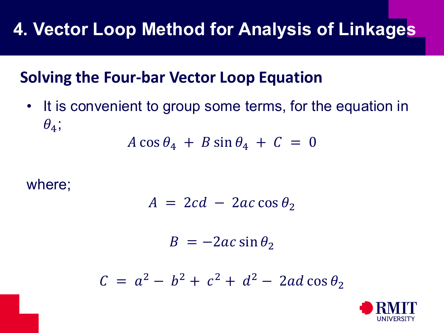 Compact grouped equation for theta4 slide