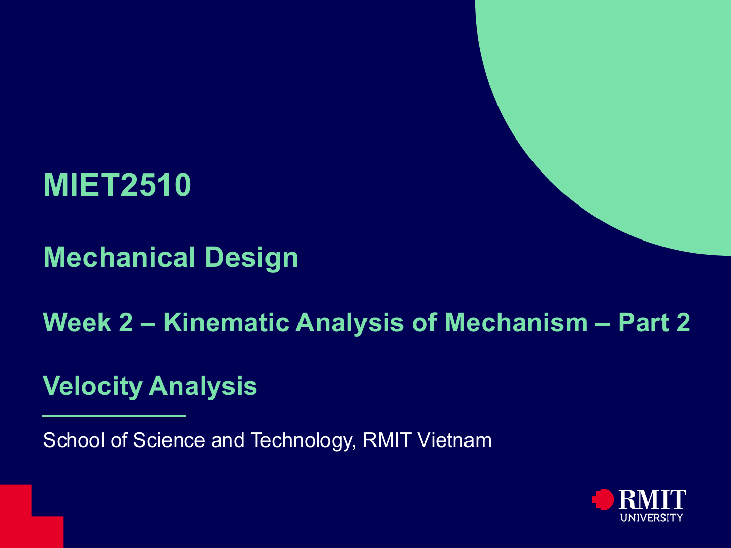 Kinematic analysis of mechanism part 2 title slide