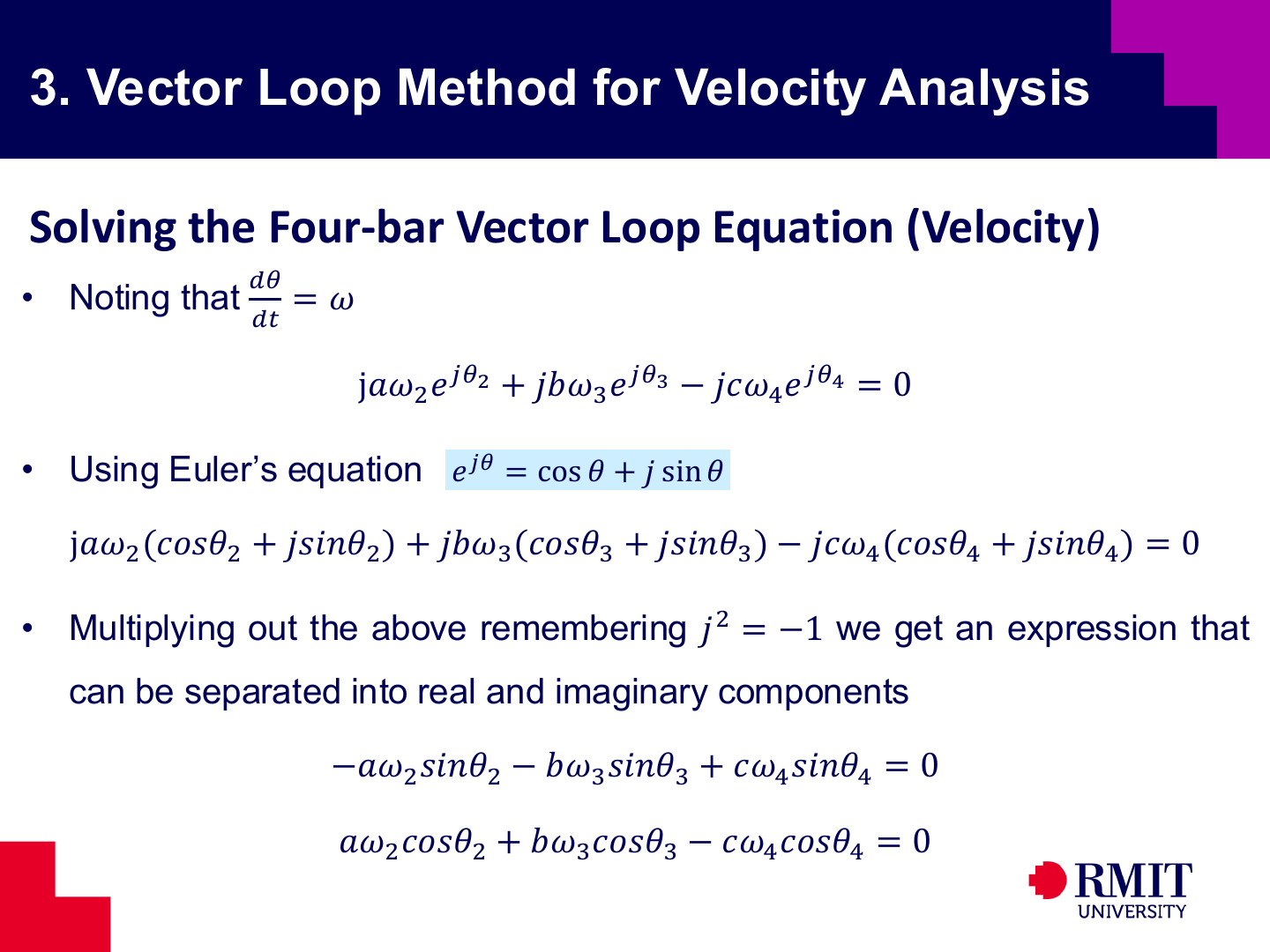 Separated real and imaginary velocity equations slide