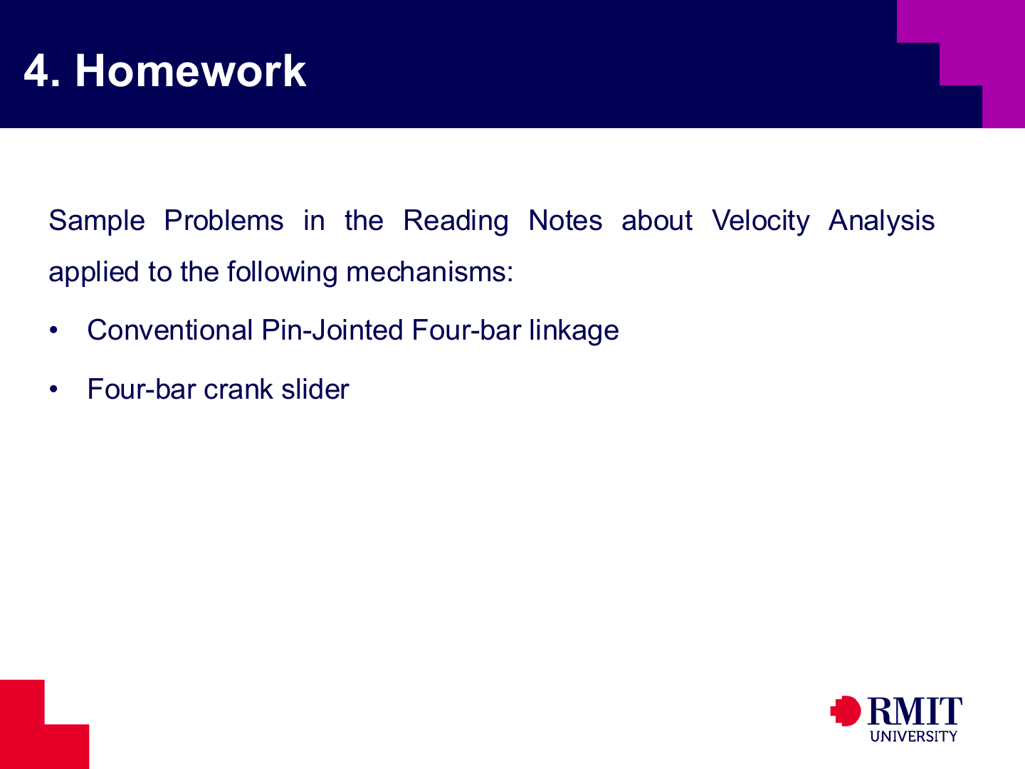 Homework for velocity analysis slide
