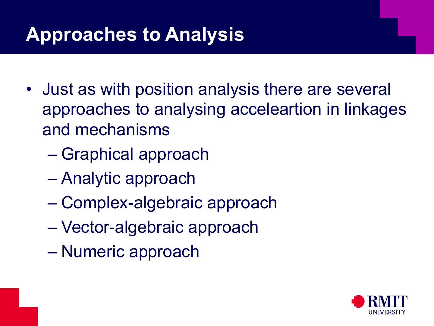Acceleration analysis outline slide