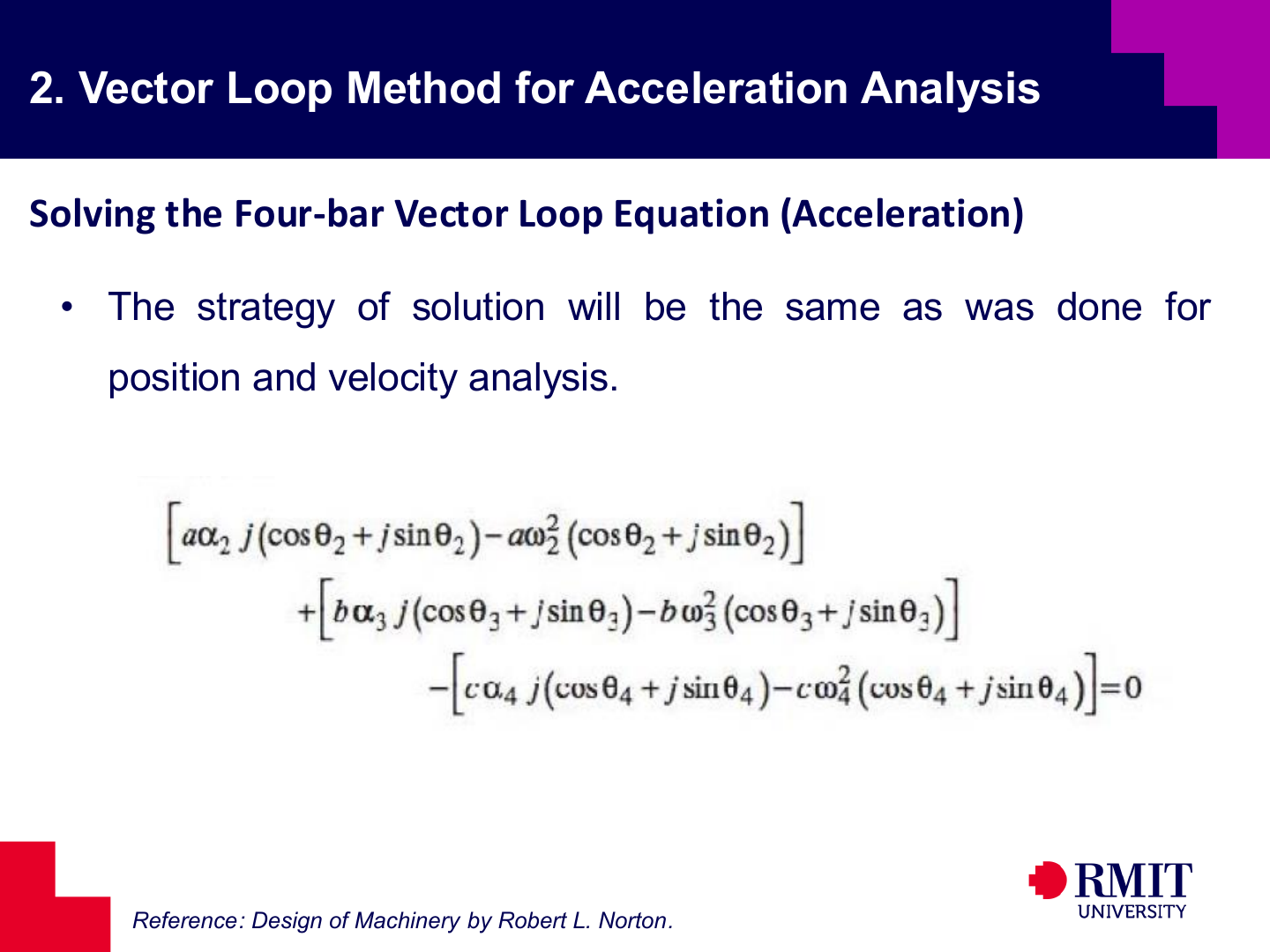 Real and imaginary acceleration component equations slide