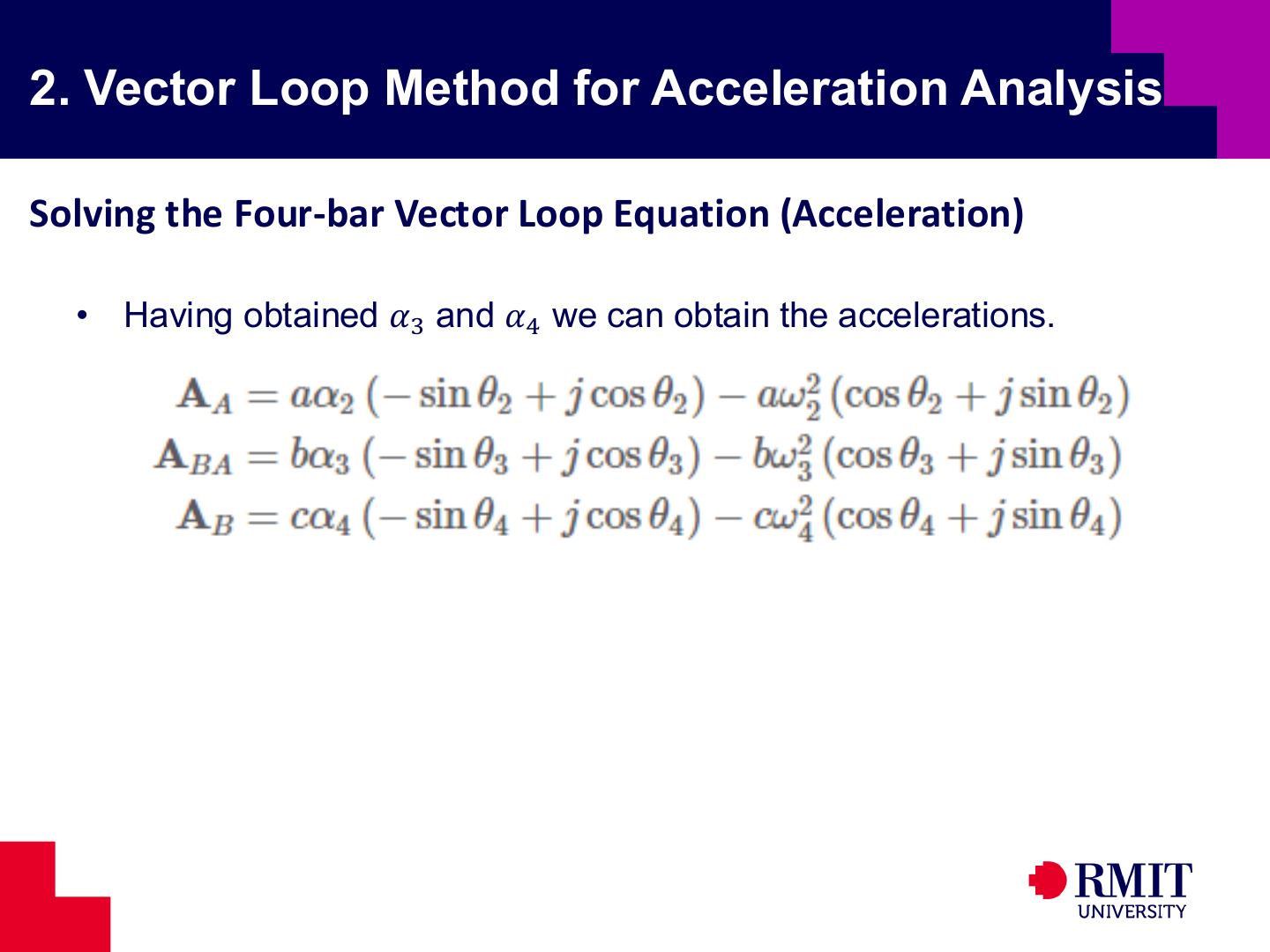 Homework and further topics for acceleration analysis slide