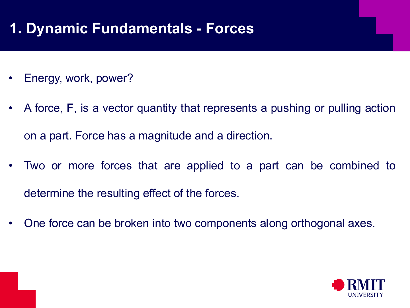 Force fundamentals and vector components