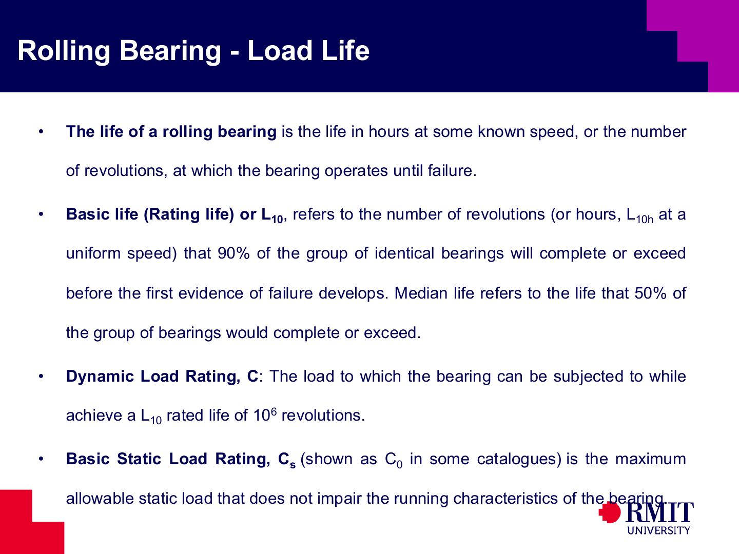 Rolling-bearing rating life and load ratings