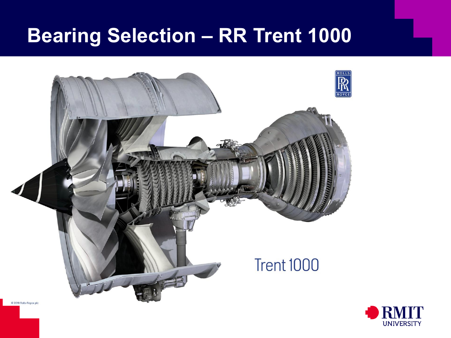 Rolls-Royce Trent 1000 bearing application
