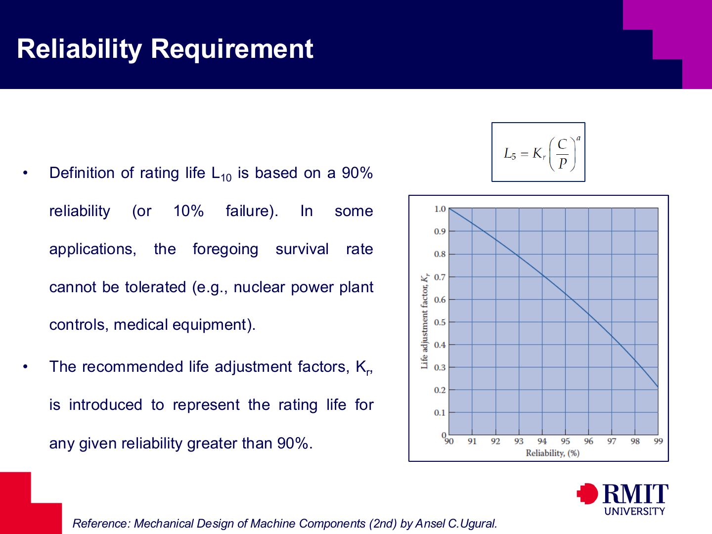 Bearing life adjustment for reliability